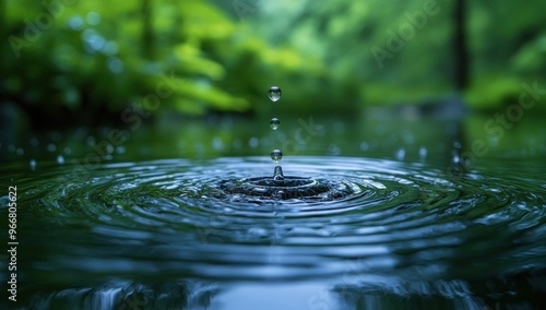 Water Droplet Creating Ripples