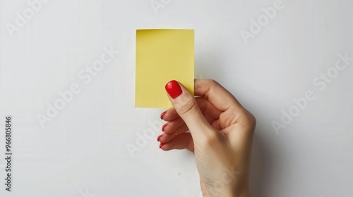 Yellow sticky post it notew with pin isolated on white background, 4k photo