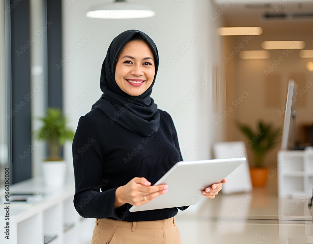 Portrait of a asian hijab businesswoman at office Portrait of a asian hijab businesswoman at office