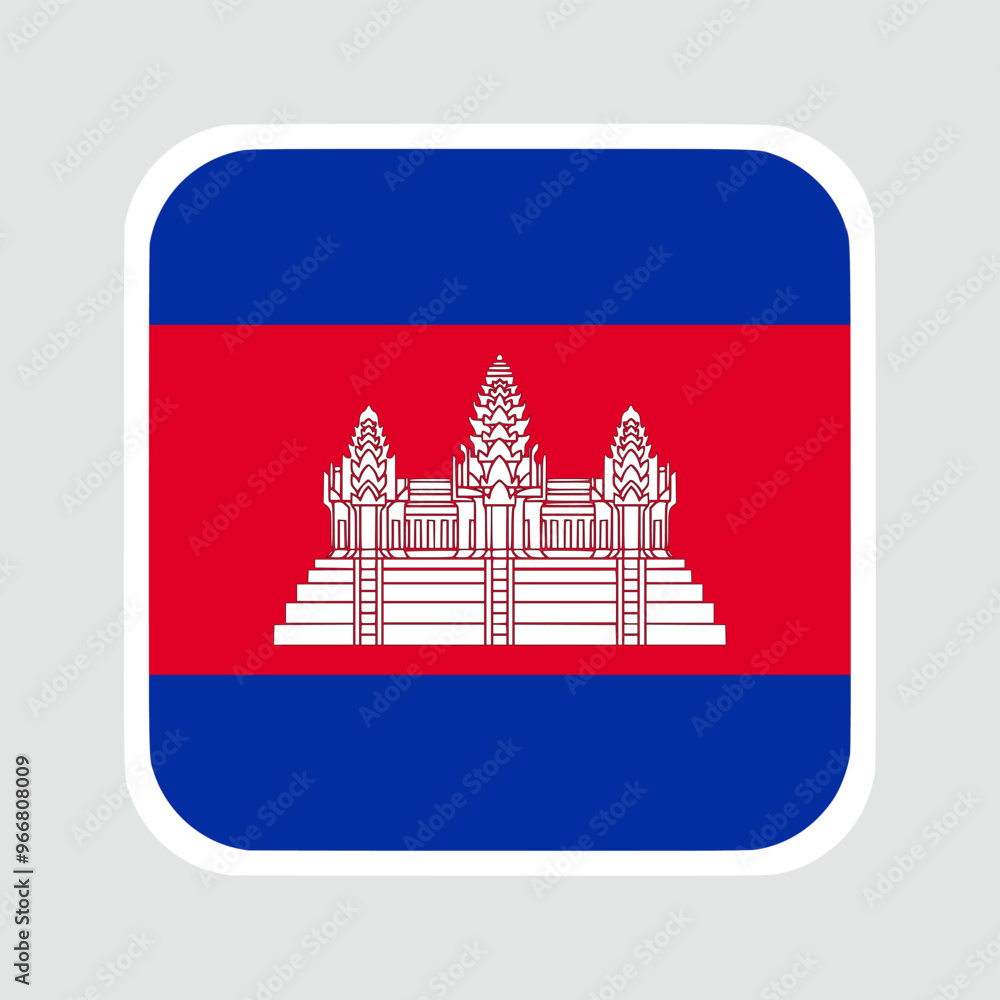 Fototapeta premium The flag of cambodia. Flag icon. Standard color. flat vector square with rounded corners Computer illustration. Digital illustration. Vector illustration.