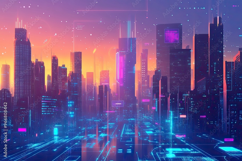 Modern city and wireless communication network concept. Smart city. Digital transformation. Vertical visual for advertisements and banners, ai Modern city and wireless communication network concept. Smart city. Digital transformation. Vertical visual for advertisements and banners, ai
