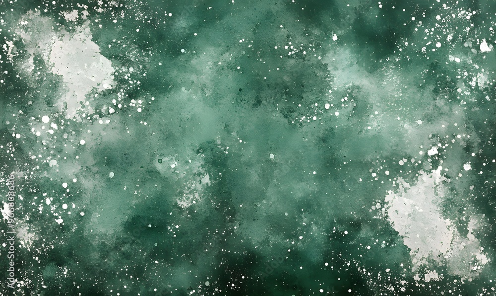 Obraz premium watercolor background of dark green with white flecks
