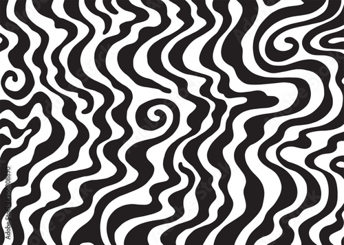 Abstract wavy swirl pattern. Black and white vector pattern background