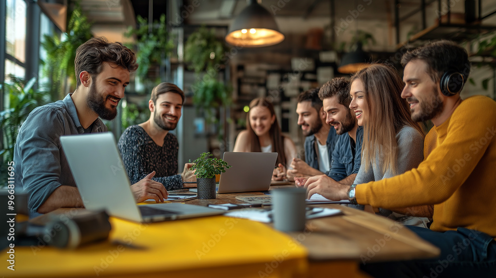 A diverse group of professional colleagues are having a meeting in the office A diverse group of professional colleagues are having a meeting in the office