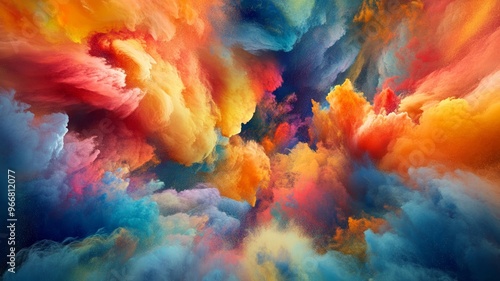 Colorful abstract clouds with vibrant hues, dreamlike atmosphere. Creative expression and imagination concept