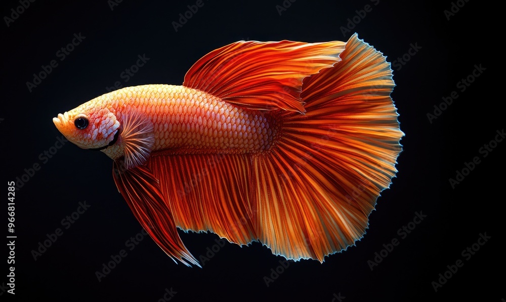Orange Betta Fish with Flowing Fins Orange Betta Fish with Flowing Fins