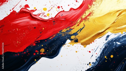 Wallpaper Mural Abstract Art with Red, Gold, and Blue Paint Swirls Torontodigital.ca