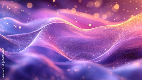 Abstract Purple and Pink Swirling Background with Golden Glitter