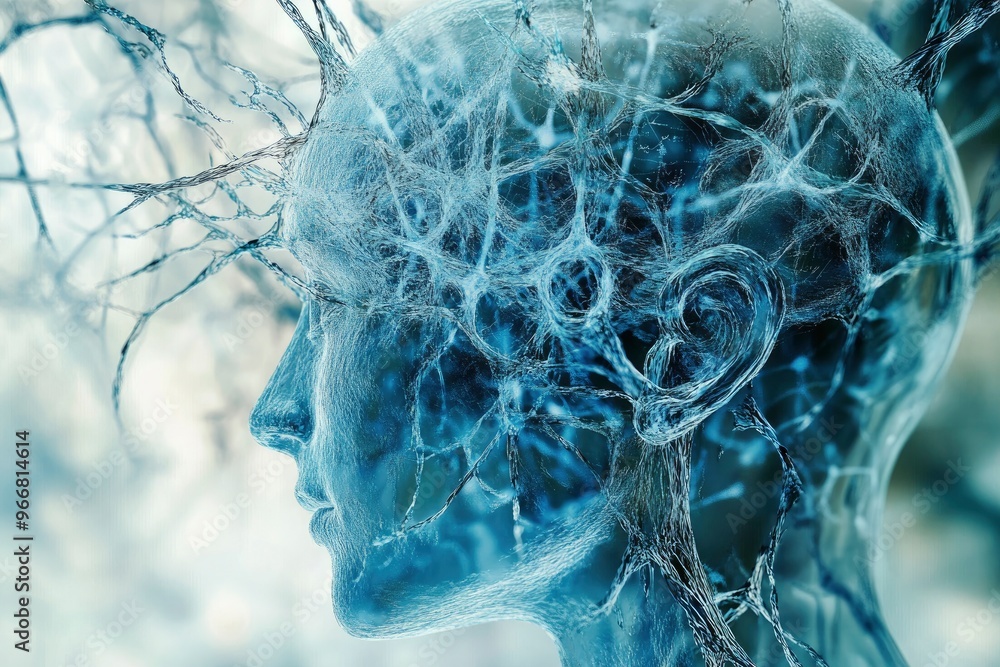Brain connections, digital 3d artwork illustration with generative ai Brain connections, digital 3d artwork illustration with generative ai