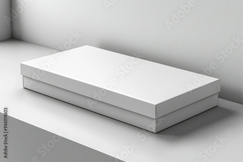 A Plain White Rectangular Box on a Shelf