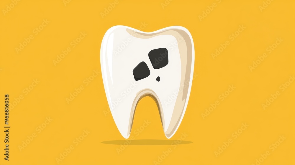 Minimalist Tooth Decay Illustration with Simple Tooth Icon and Decay Spot Minimalist Tooth Decay Illustration with Simple Tooth Icon and Decay Spot