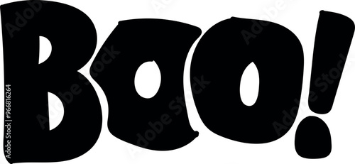 Bold Black "Boo!" Text with Exclamation Mark