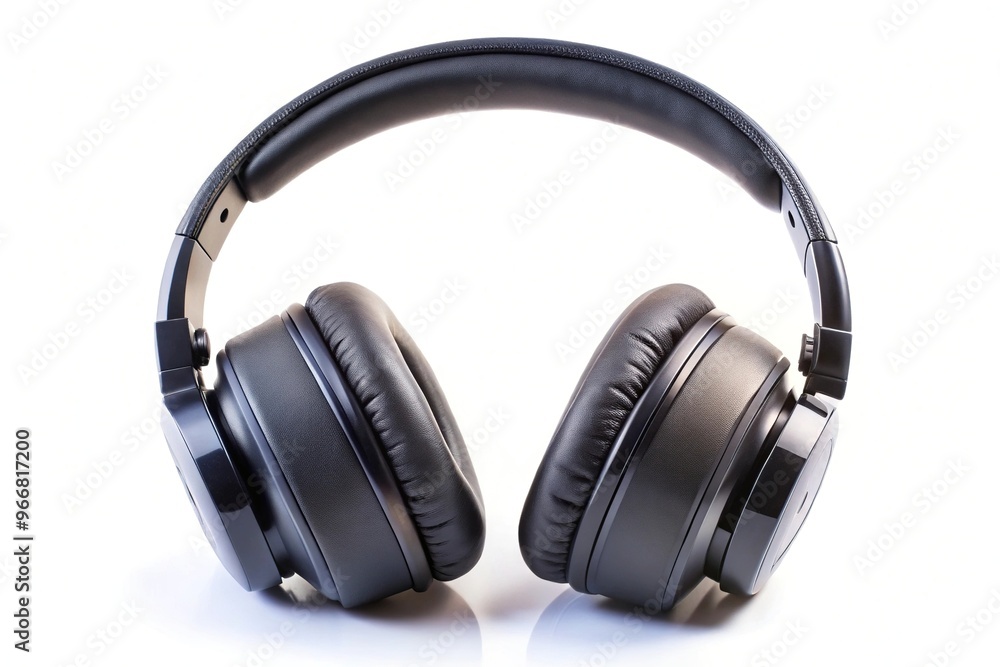 Low angle view of wireless headphones, isolated on white background Low angle view of wireless headphones, isolated on white background