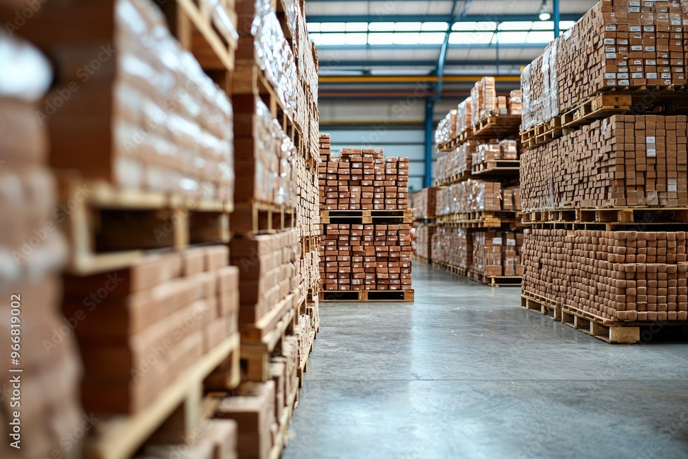 Fototapeta premium Pallets of Wood in a Warehouse