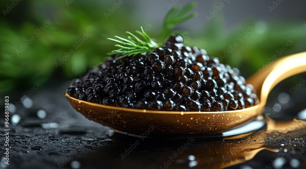Black Caviar on a Golden Spoon Black Caviar on a Golden Spoon