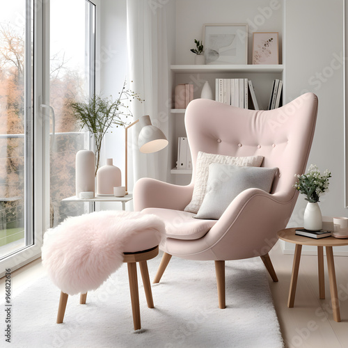 Nordic Inspired Living Room Decor Featuring HM Home Furnishing in Muted Pastel Tones photo