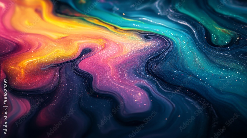 Abstract Swirling Liquid with Glittering Particles Abstract Swirling Liquid with Glittering Particles