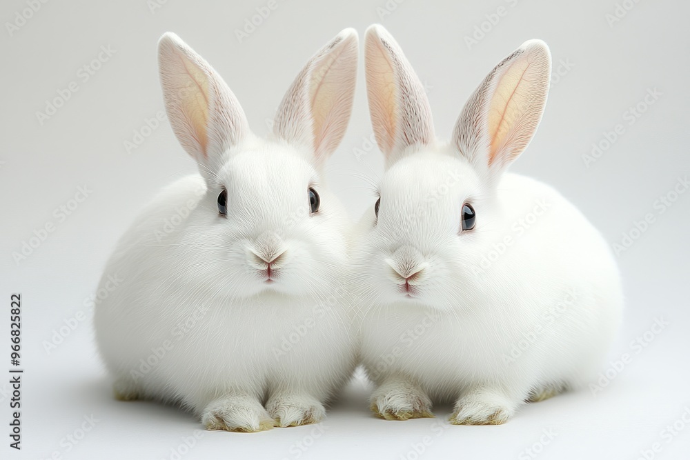 Obraz premium Two Adorable White Rabbits