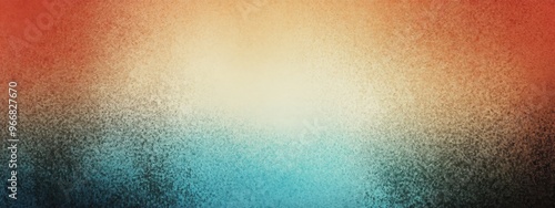 An abstract gradient background blending warm earthy tones of orange and red with deep cool shades of blue and teal, textured like vintage distressed film or weathered canvas, hyperrealistic, highly photo