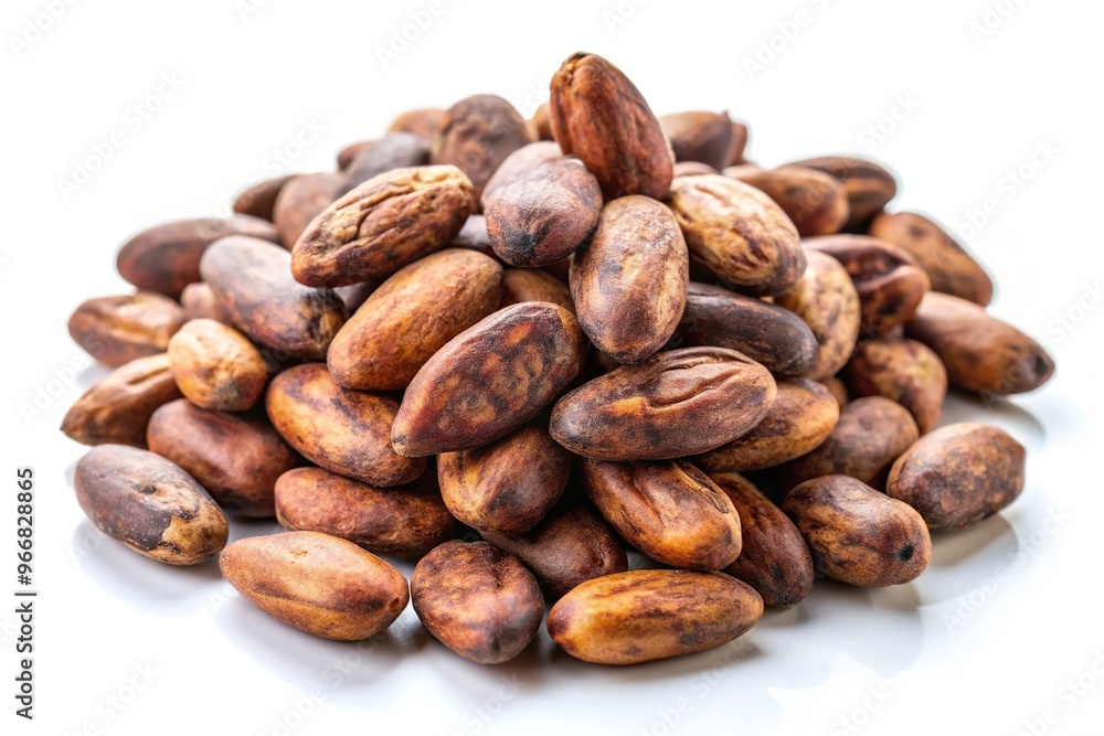 Raw cacao beans isolated on white background Raw cacao beans isolated on white background