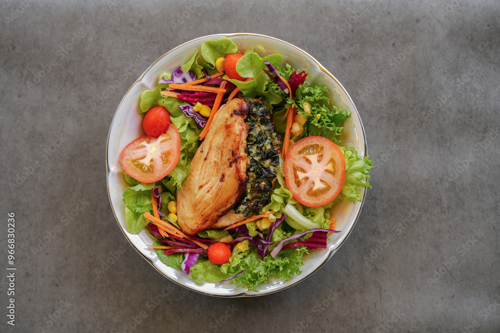 Spinach and mushroom stuffed chicken salad. Spinach and mushroom stuffed chicken salad.