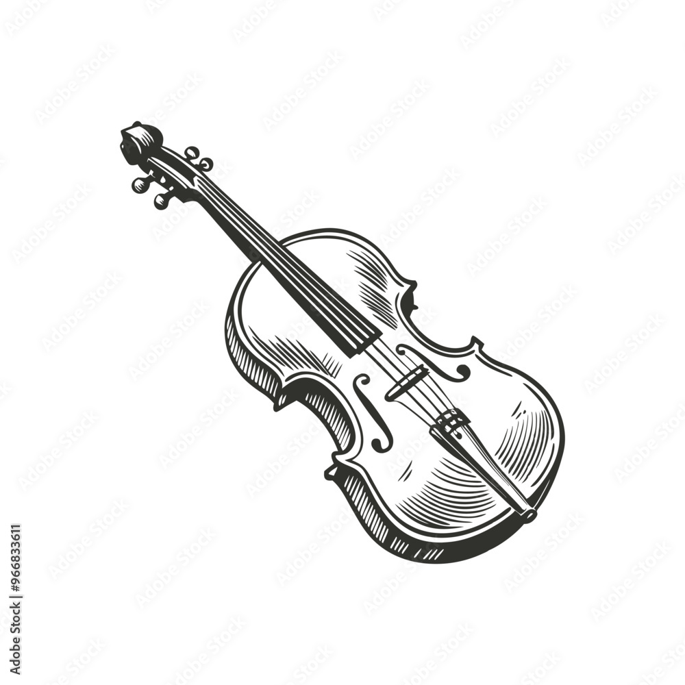 Obraz premium violin vector hand drawn illustration