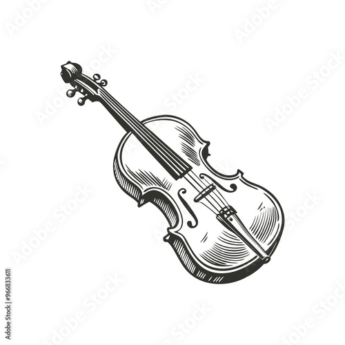 violin vector hand drawn illustration