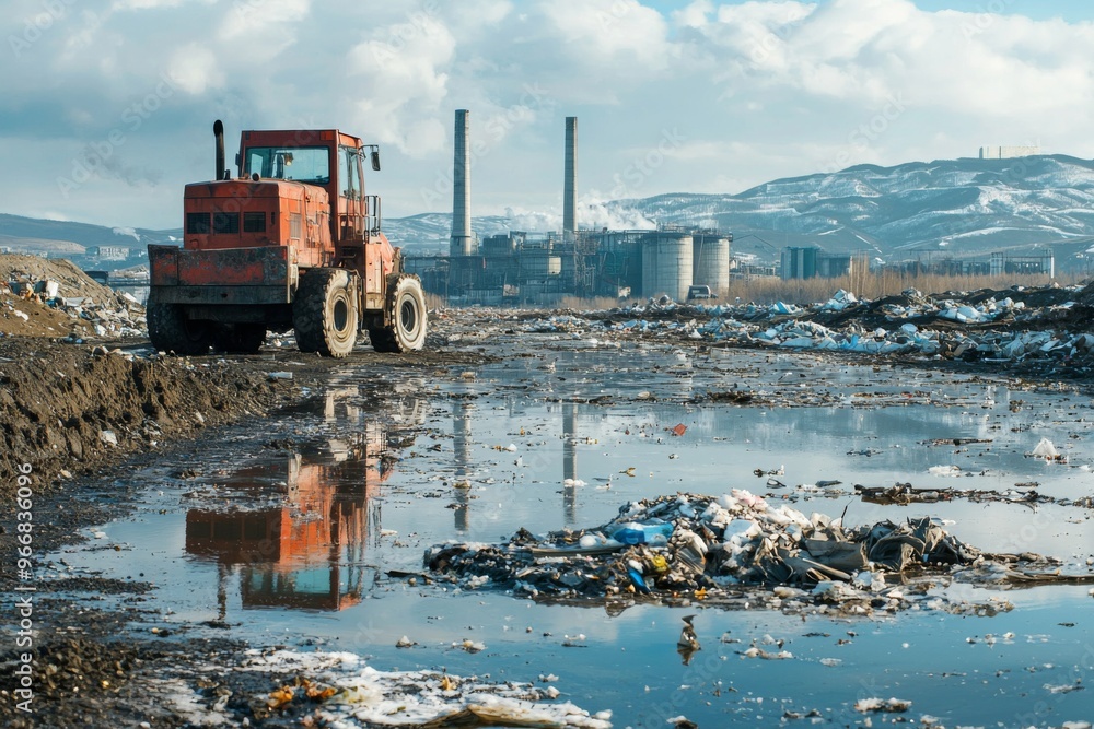 Waste landfill illustration created with Generative AI