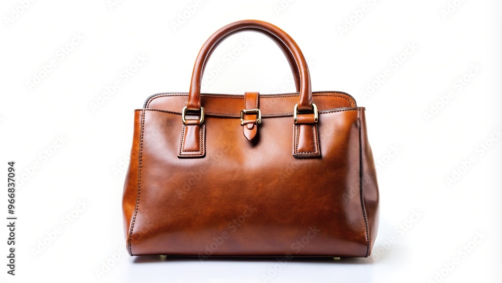 Reflected brown leather handbag isolated on white background Reflected brown leather handbag isolated on white background