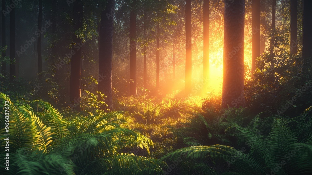 Serene Forest Bathed in Sunlight Serene Forest Bathed in Sunlight