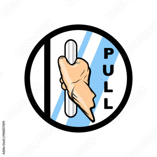 right hand opens the door by pulling the door handle vector illustration