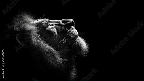 Majestic Lion in Black and White