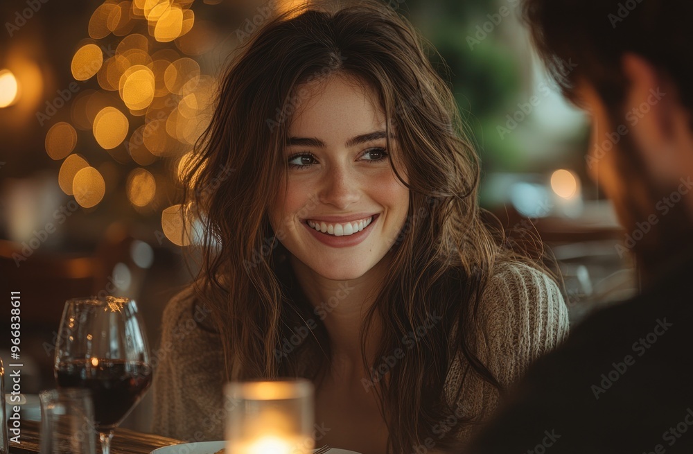 Smiling Woman In A Restaurant Smiling Woman In A Restaurant
