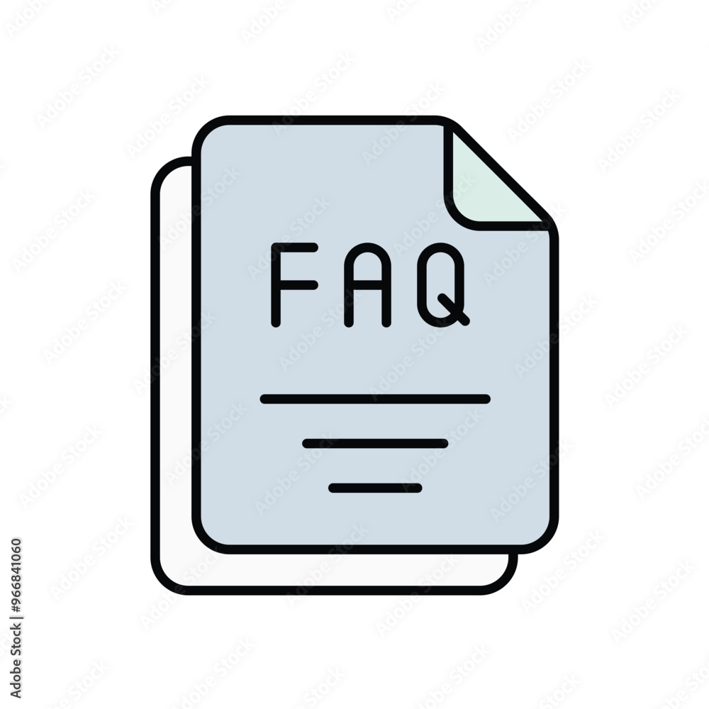 faq document color line icon with white background vector stock illustration faq document color line icon with white background vector stock illustration