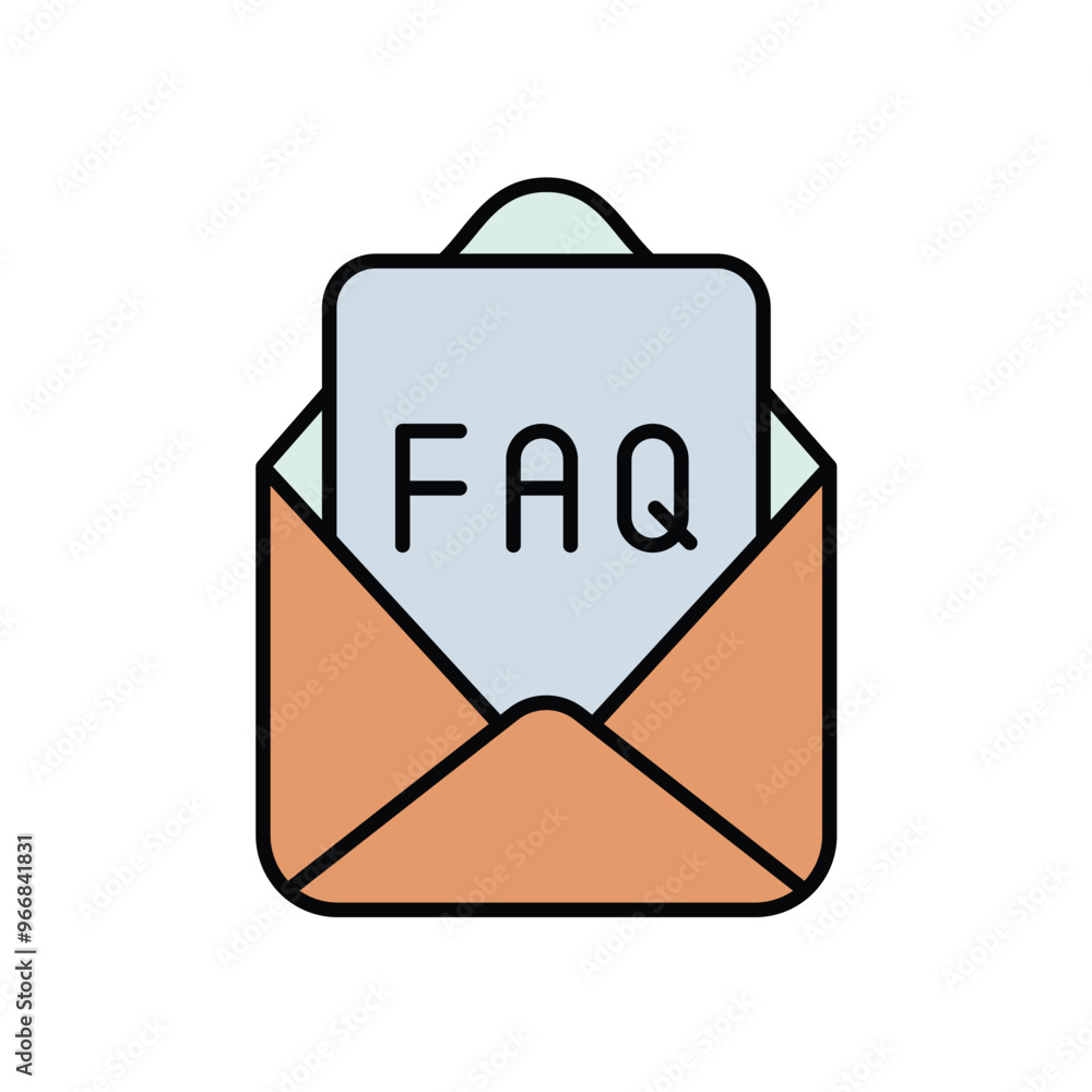 faq mail color line icon with white background vector stock illustration faq mail color line icon with white background vector stock illustration