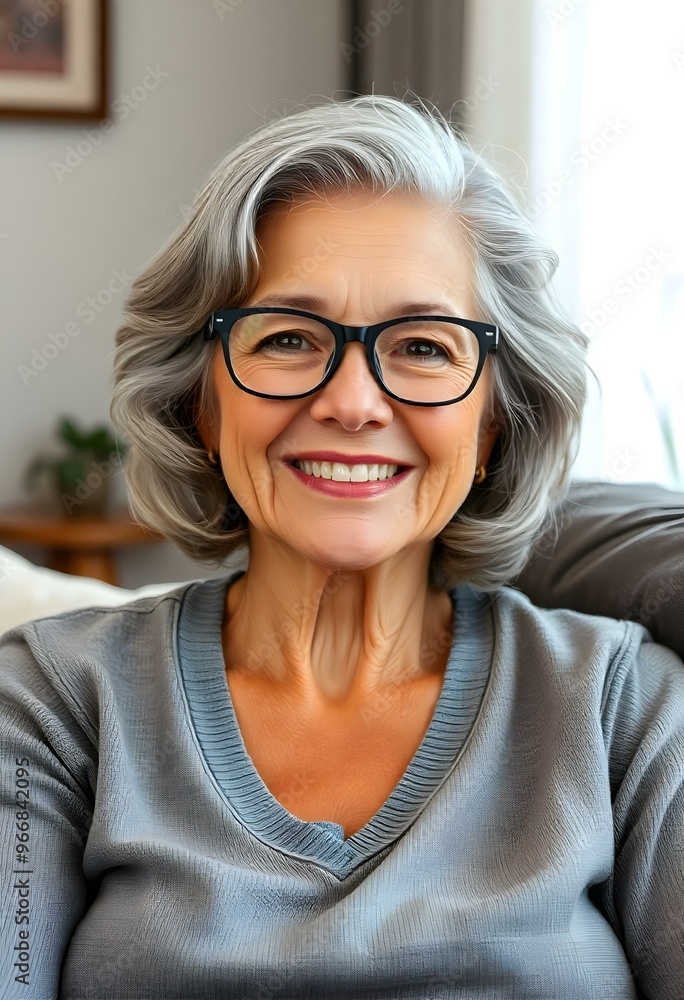 Smiling Senior Woman Relaxing at Home Smiling Senior Woman Relaxing at Home