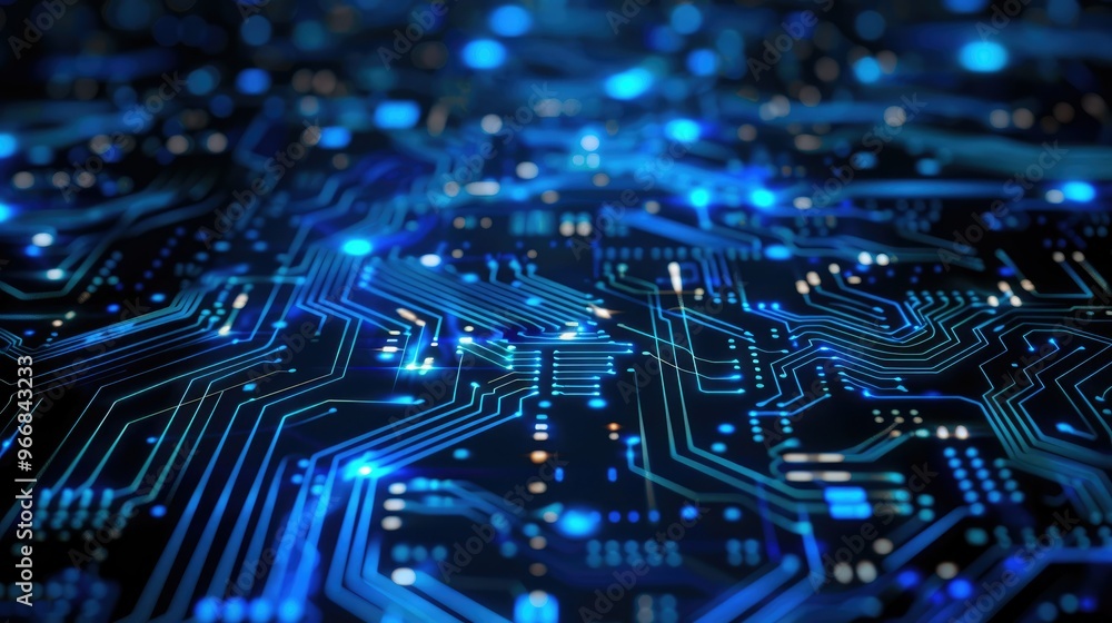 Technology circuit board background illuminated by blue light Technology circuit board background illuminated by blue light