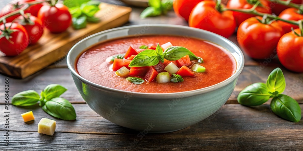 Refreshing summer cold tomato soup, gazpacho Refreshing summer cold tomato soup, gazpacho