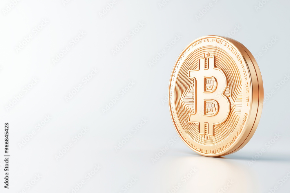 A golden Bitcoin coin stands out on a minimalist background, symbolizing digital currency and financial innovation. A golden Bitcoin coin stands out on a minimalist background, symbolizing digital currency and financial innovation.