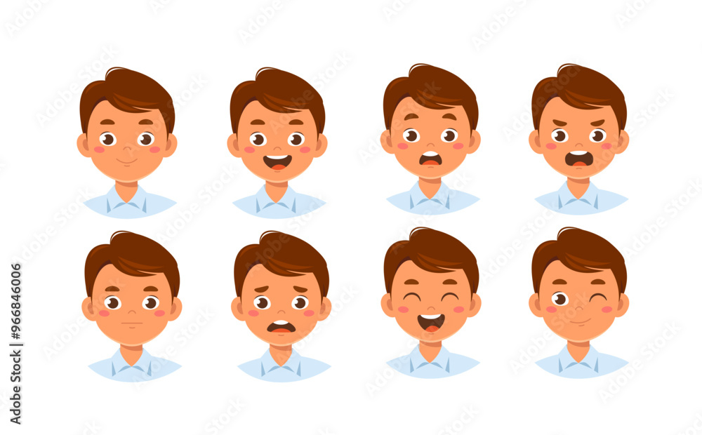 Business man constructor. Businessman in suit. Kit for creating cartoons. Pack of face with various emotions. Entrepreneurship and business. Flat vector collection Business man constructor. Businessman in suit. Kit for creating cartoons. Pack of face with various emotions. Entrepreneurship and business. Flat vector collection