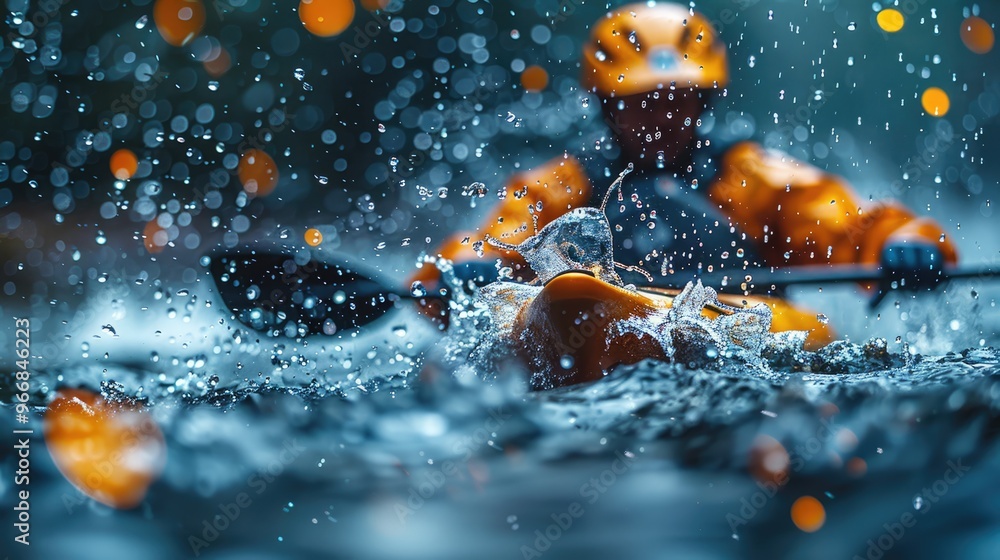 canoers in the water during an olympic race. canoers in the water during an olympic race.