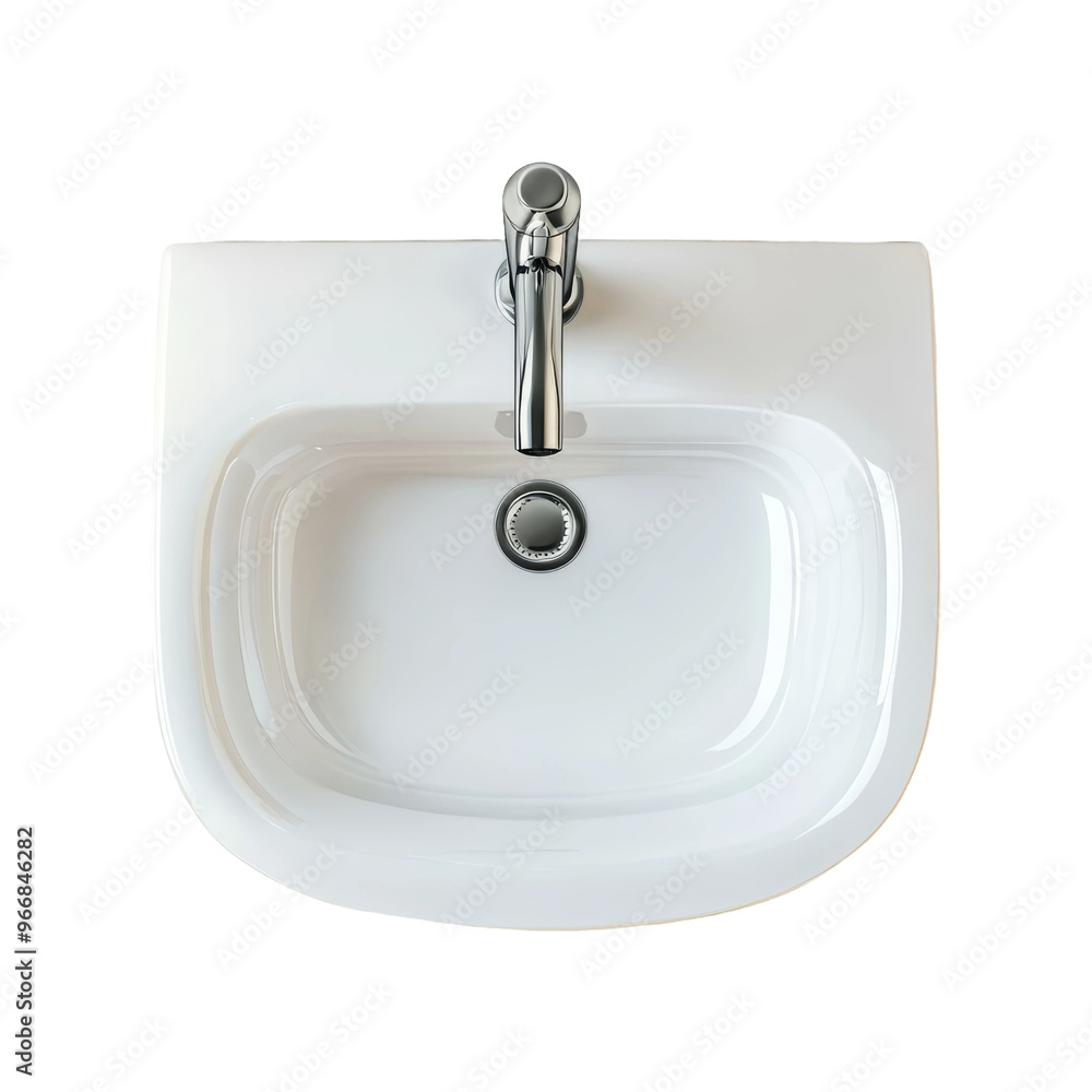 Modern white sink with sleek faucet design, ideal for contemporary bathrooms or kitchens in various aesthetic styles Modern white sink with sleek faucet design, ideal for contemporary bathrooms or kitchens in various aesthetic styles