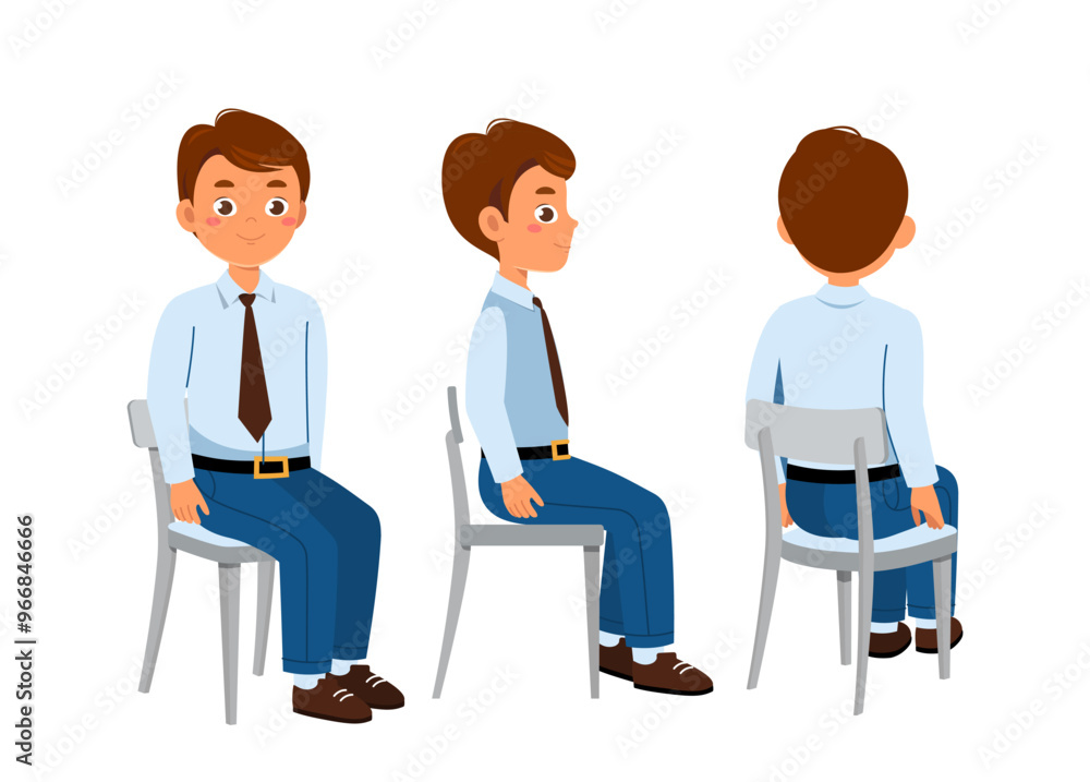 Business man constructor. Businessman in suit sit on chair. Kit for customization. Pack of character in various angles. Entrepreneurship and business. Flat vector collection Business man constructor. Businessman in suit sit on chair. Kit for customization. Pack of character in various angles. Entrepreneurship and business. Flat vector collection