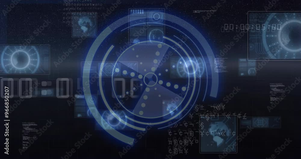 Animation of data processing over globe and scope scanning Animation of data processing over globe and scope scanning