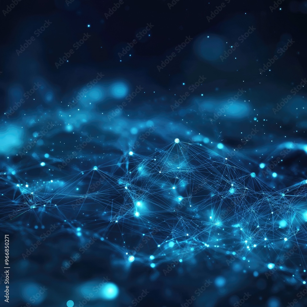 A mesmerizing digital background showcasing interconnected nodes and glowing particles in vibrant blue tones. A mesmerizing digital background showcasing interconnected nodes and glowing particles in vibrant blue tones.