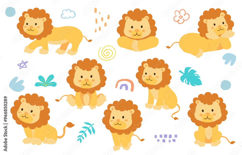 cute baby lion element object for kid design cute baby lion element object for kid design