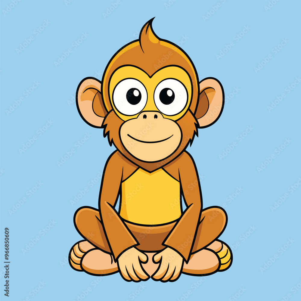 Obraz premium Cartoon waving monkey