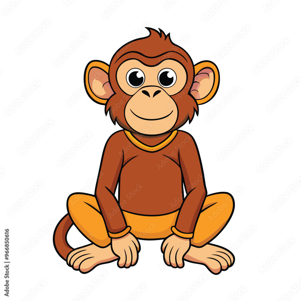 Obraz premium Cartoon waving monkey