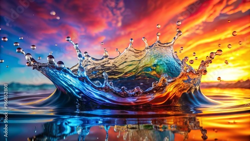 Water cascades down, a kaleidoscope of motion, as rippling waves morph into fountains, dancing droplets, and shimmering