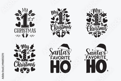 Santa's Favorite Ho Inspirational Quote Typography Christmas Lettering Design